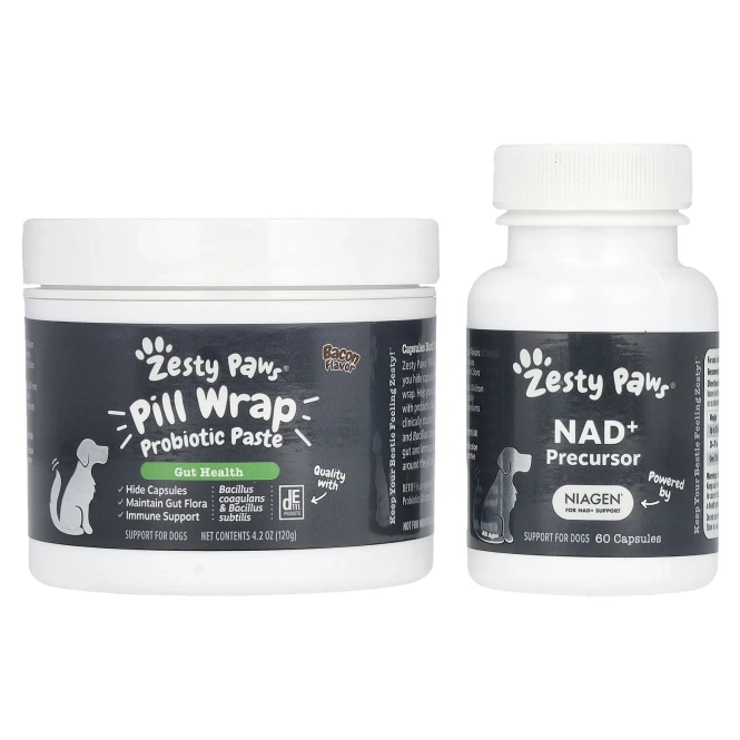 Zesty Paws, Healthy Aging, NAD + прекурсор, для собак, 60 капсул и упаковка для таблеток, 252 г (8,8 унции)
