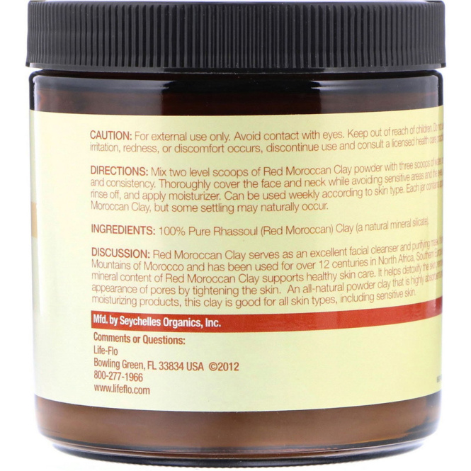 Life-flo, Красная марокканская глина, детокс для лица, 12,5 унций (354 г)