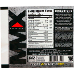 MuscleMaxx, ДО АПОКАЛИПСИСА, перед тренировкой, аргинин + таурин + креатин + бета-аланин, ежевика, 3 порций-образцов (0,68 унц.) (19,2 г)