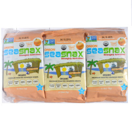 SeaSnax, Grab & Go, Toasty Onion, Roasted Seaweed Snack, 6-pack (.21 oz each)