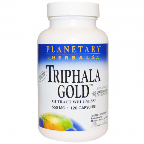 Planetary Herbals, "Трифала Голд", здоровье желудочно-кишечного тракта, 550 мг, 120 капсул