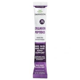 Swanson Vitamins, пептиды коллагена, без добавок, 20 стик-пакетов по 10 г (0,35 унции)