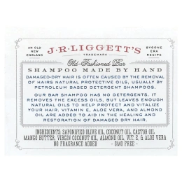 J.R. Liggett's, Шампунь-мыло по старинному рецепту, формула для поврежденных волос, 3.5 унции (99 г)