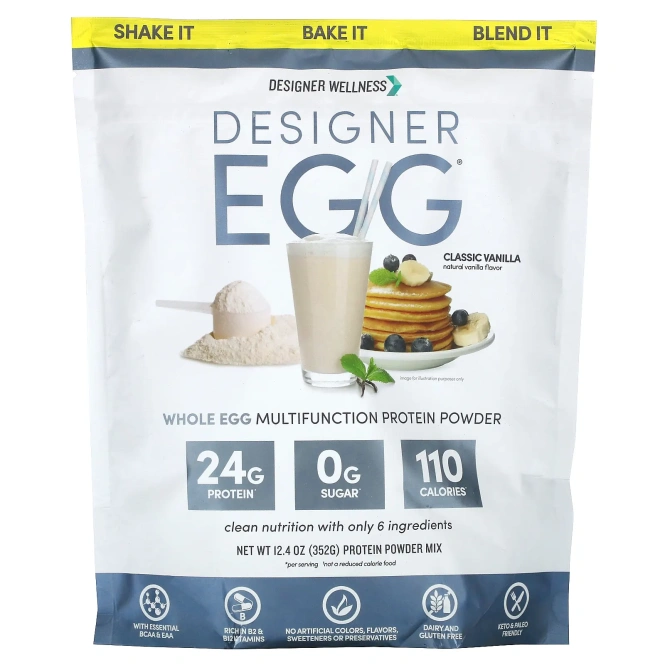 Designer Protein, Totally Egg, Натуральный яичный и желточный белок, Классическая ваниль, 12,4 унц. (352 г)