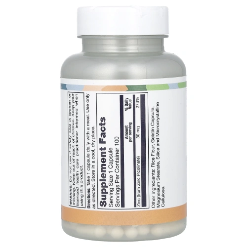 LifeTime Vitamins, пиколинат цинка, 30 мг, 100 капсул