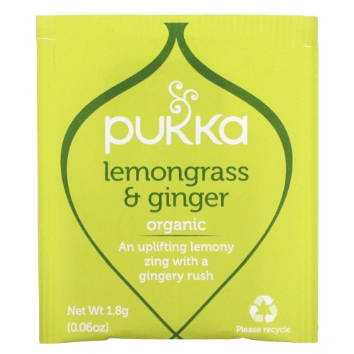 Pukka Herbs, Органическая смесь лемонграсса и имбиря, без кофеина, 20 пакетиков с травяным чаем, 36 г