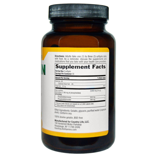Country Life, Лецитин 1200 мг, 100 капсул