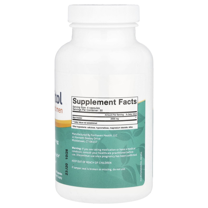 Myo-Inozitol Fairhaven Health Мио-Инозитол для женщин и мужчин, 120 капсул