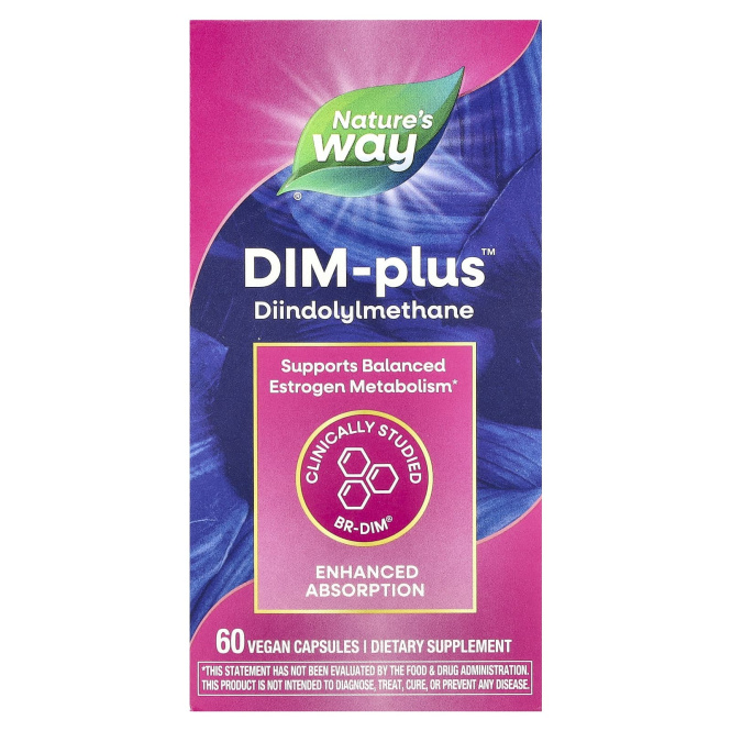 Nature's Way, DIM-Plus, Метаболизм эстрогенов, 60 вегетарианских капсул