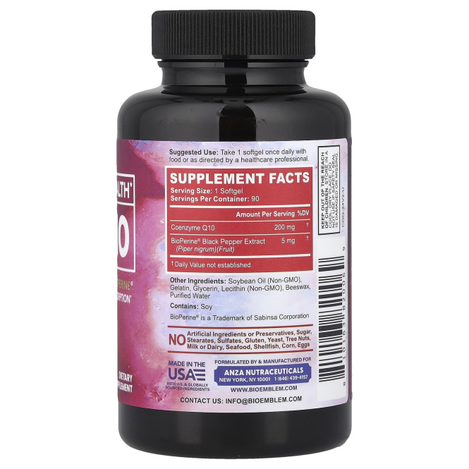 BioEmblem, коэнзим Q10 с BioPerine®, 90 капсул