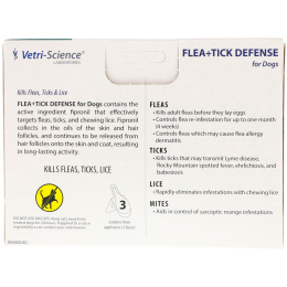 VetriScience, Flea + Tick Defense for Dogs 45-88 lbs., 3 Applicators, 0.091 fl oz Each