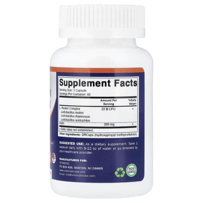 Vitamatic, Комплекс L.Reuteri, 60 капсул с гипромеллозой DRcaps®