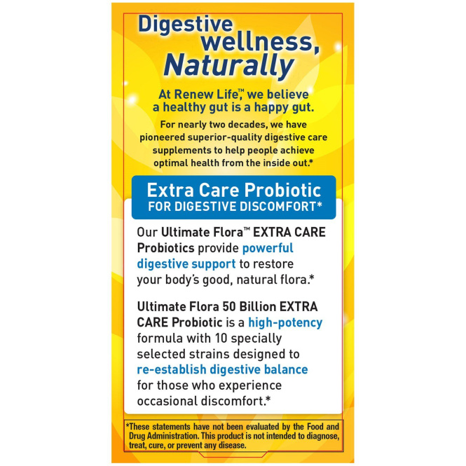 Renew Life, Дополнительная забота, пробиотик Ultimate Flora, 50 млрд живых культур, 60 растительных капсул