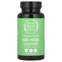 Happy Healthy Hippie, Морской мох с лазуритом и корнем лопуха, 60 растительных капсул