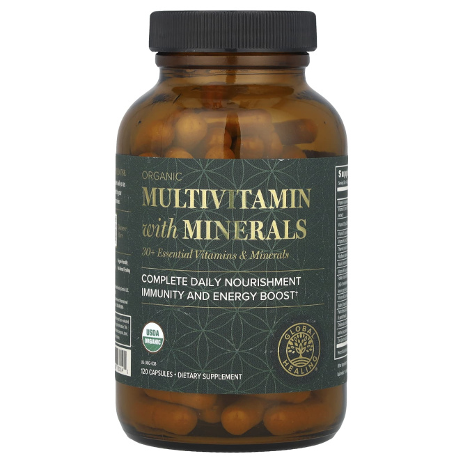 Global Healing, Органические мультивитамины с минералами, 120 капсул