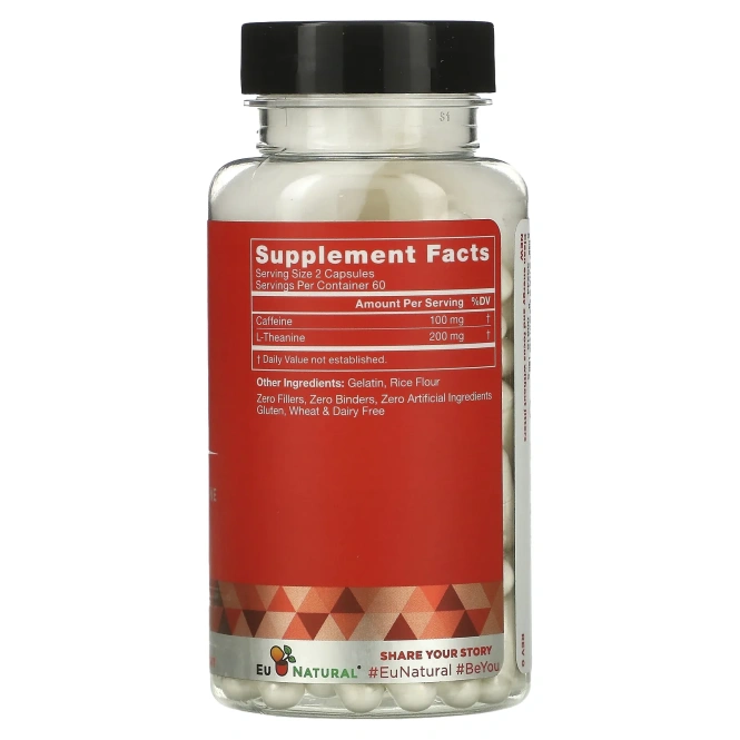 Eu Natural, ELITE FOCUS, кофеин и L-теанин, 120 капсул