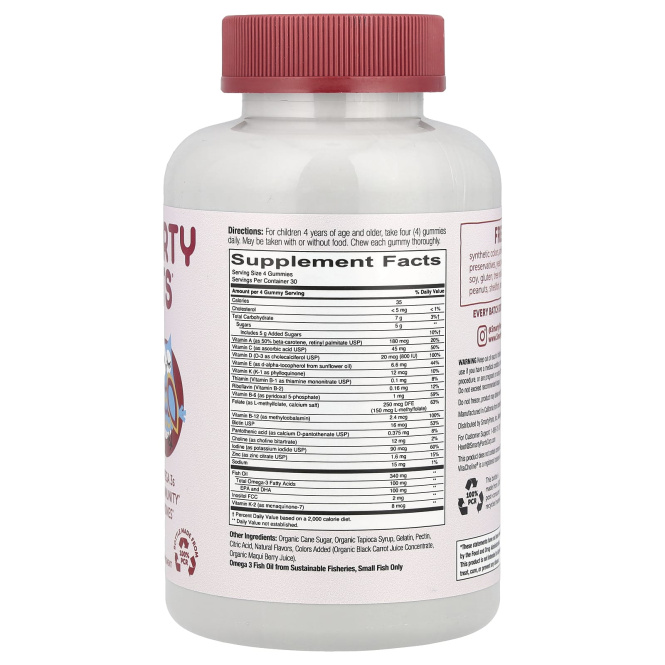 SmartyPants, добавка для детей, со вкусом ягод и вишни, 120 жевательных таблеток