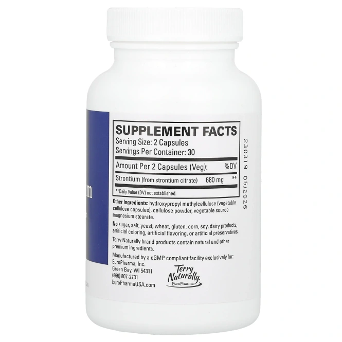 Terry Naturally, стронций, 60 капсул