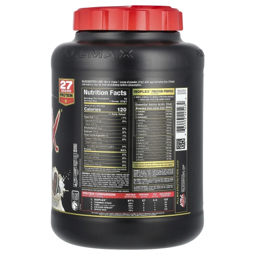 ALLMAX Nutrition, Isoflex, 100%-ный чистый изолят сывороточного белка (ИСБ с фильтрацией частиц заряженными ионами), печенье и сливки, 2,27 кг