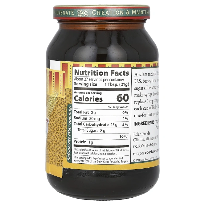 Eden Foods, органический традиционный сироп из ячменного солода, 566 г (20 унций)