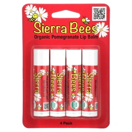 Sierra Bees, Органические бальзамы для губ, гранат, 4 в упаковке, 4,25 г (0,15 унц.) каждый