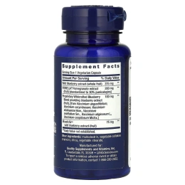 Life Extension, экстракт черники с гранатом, 60 вегетарианских капсул