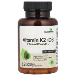 FutureBiotics, витамины K2 + D3 с витамином K2 в виде MK-7, 120 капсул