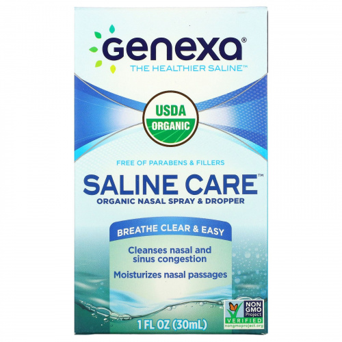 Genexa, Saline Care, Organic Nasal Spray & Dropper, 1 fl oz (30 ml)