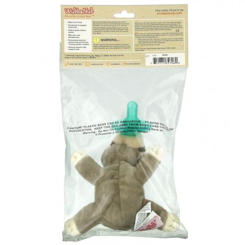 WubbaNub, Соска-пустышка, для детей 0–6 месяцев, ленивец, 1 соска