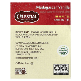 Celestial Seasonings, Herbal Tea, мадагаскарская ваниль, без кофеина, 20 чайных пакетиков, 43 г (1,5 унции)
