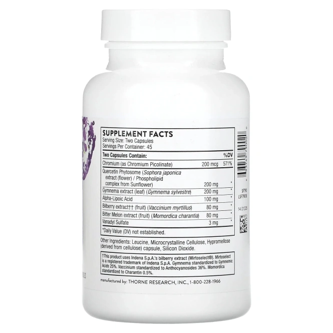 Thorne Research, Диабенил, 90 вегетарианских капсул