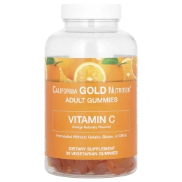 Витамин С California Gold Nutrition, натуральный апельсиновый вкус, вегетарианский, 90 жевательных капсул
