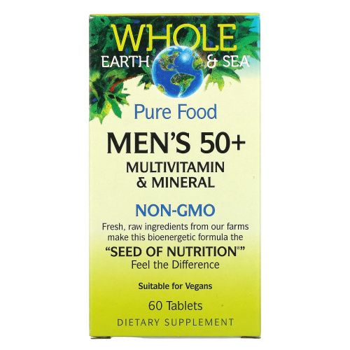 Natural Factors, Пищевая добавка "Непочатое море и земля", мультивитаминный и минеральный комплекс для Мужчин от 50, 60 таблеток