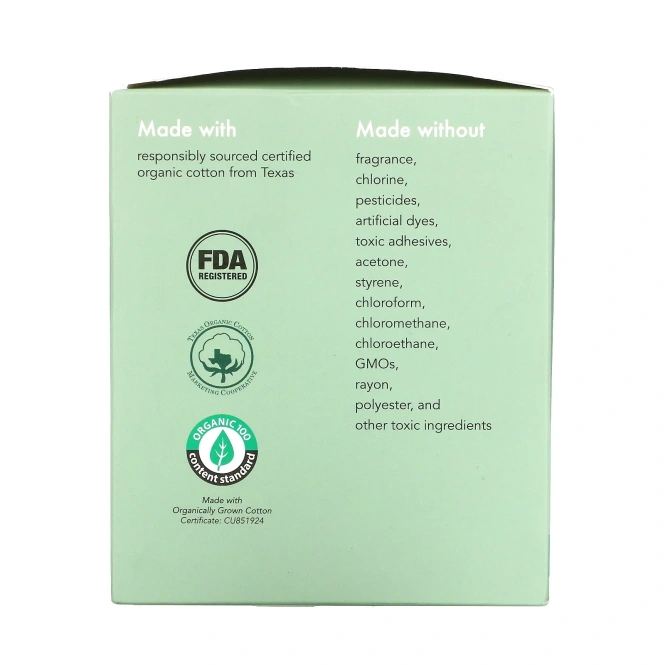 Rael, Покрытия из органического хлопка, Petite, 14 прокладок