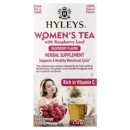 Hyleys Tea, чай для женщин с листьями малины, малина, 25 чайных пакетиков в фольге, 37,5 г (1,32 унции)