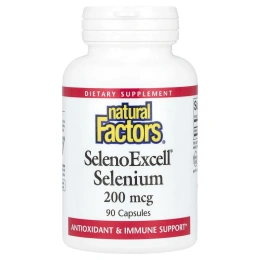 Natural Factors, SelenoExcell, селен, 200 мкг, 90 капсул