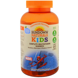 Sundown Naturals Kids, Детский, полный мультивитаминный комплекс (жевательные конфеты), Marvel Spiderman, клубника, арбуз и малина, 180 жевательных конфет