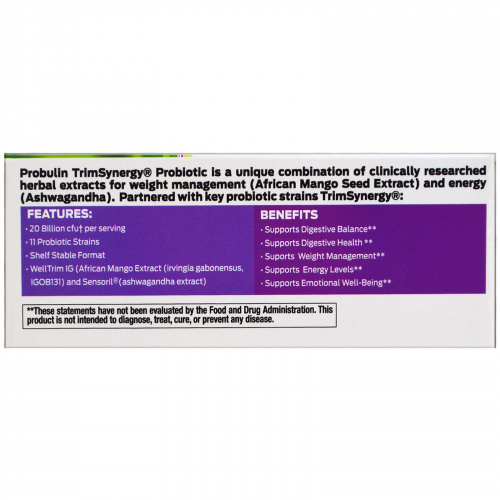 Probulin, TrimSynergy, пробиотик, 60 капсул