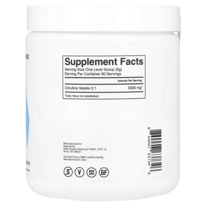 Swolverine, цитруллин малат, без добавок, 300 г (10,58 унции)