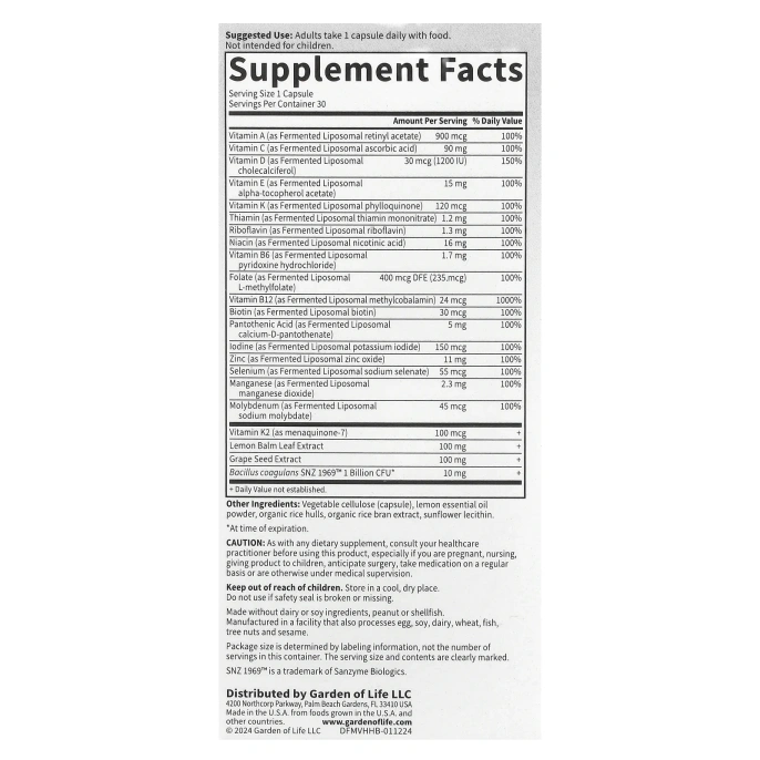 Garden of Life, Тереза Formated Multi +, Heart Health, 30 капсул