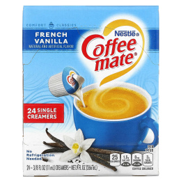 Coffee Mate, Жидкие сливки для кофе, французская ваниль, 24 сливки, 11 мл (3/8 жидк. унц.)
