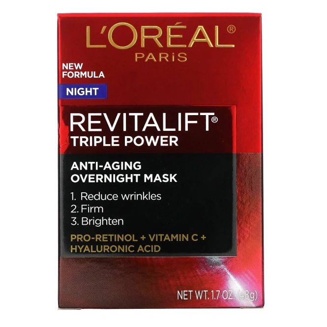 L'Oreal, Revitalift Triple Power, антивозрастная ночная маска, 48 г (1,7 унции)