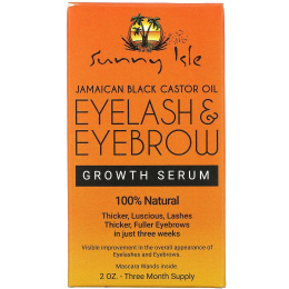 Sunny Isle, Ямайское черное касторовое масло, сыворотка для роста ресниц и бровей, 2 унции