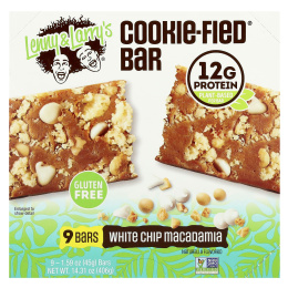 Lenny & Larry's, Cookie-Fied®, батончик с белой крошкой макадамии, 9 батончиков, 45 г (1,59 унции)