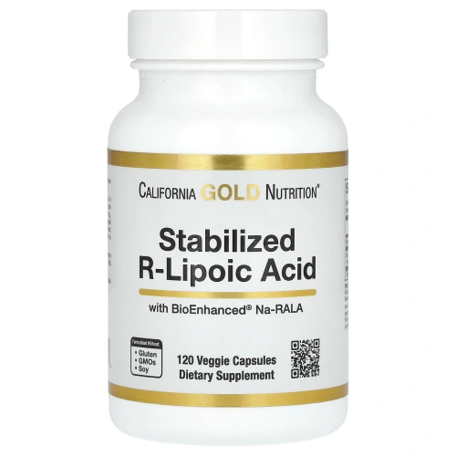 California Gold Nutrition, стабилизированная R-липоевая кислота, 120 растительных капсул