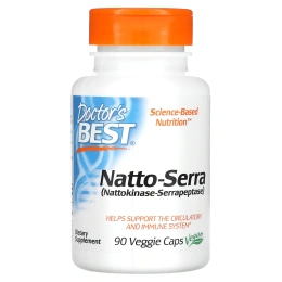 Doctor's Best Natto-Serra (Наттокиназа-серрапептаза), 90 капсул в растительной оболочке
