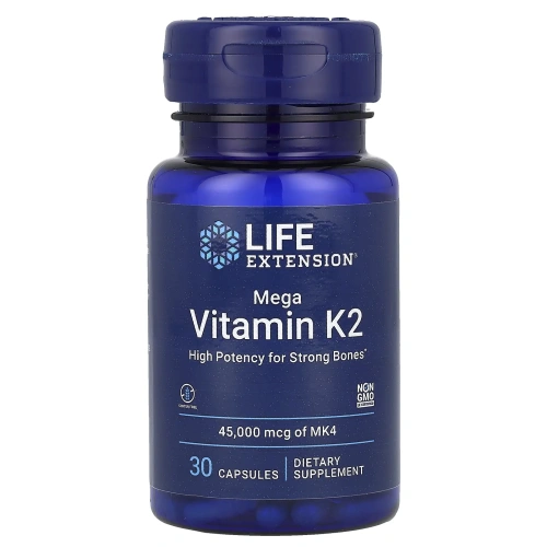 Life Extension, Мега витамин К2, 45000 мкг, 30 капсул