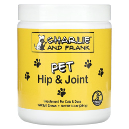 Charlie & Frank, PET Hip &amp; Joint, для кошек и собак, 120 мягких жевательных таблеток