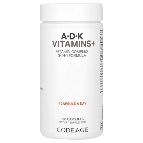 Codeage, витамины A, D и K +, 180 капсул