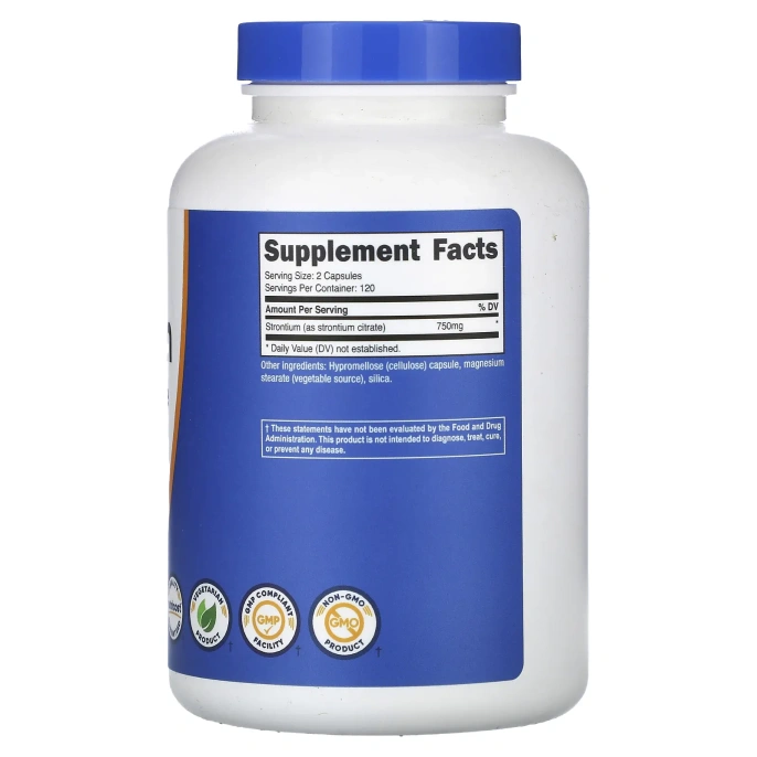 Nutricost, стронций, 750 мг, 240 капсул (375 мг в 1 капсуле)